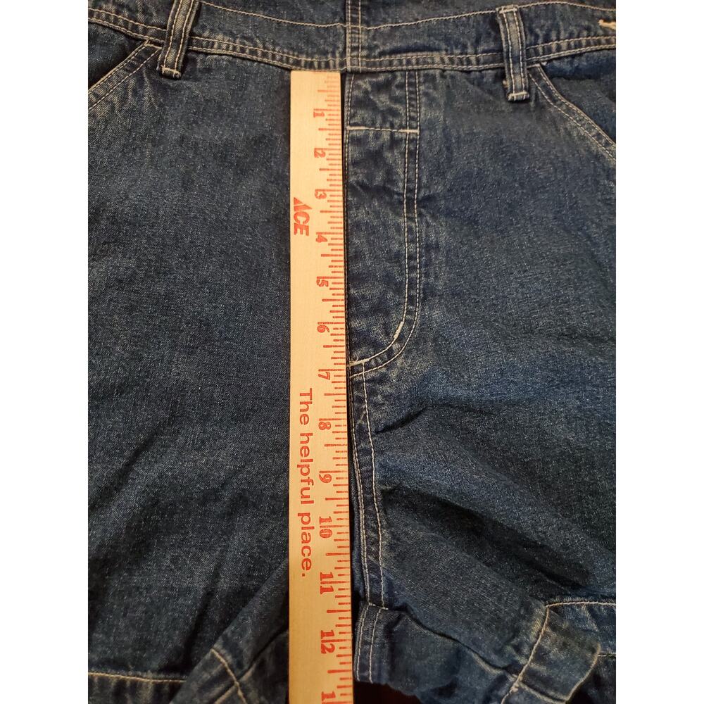 Vtg Revolt 90s Y2K Embroidered Daisy Denim Bib Shortalls Size L Hippie Overalls - Picture 8 of 9